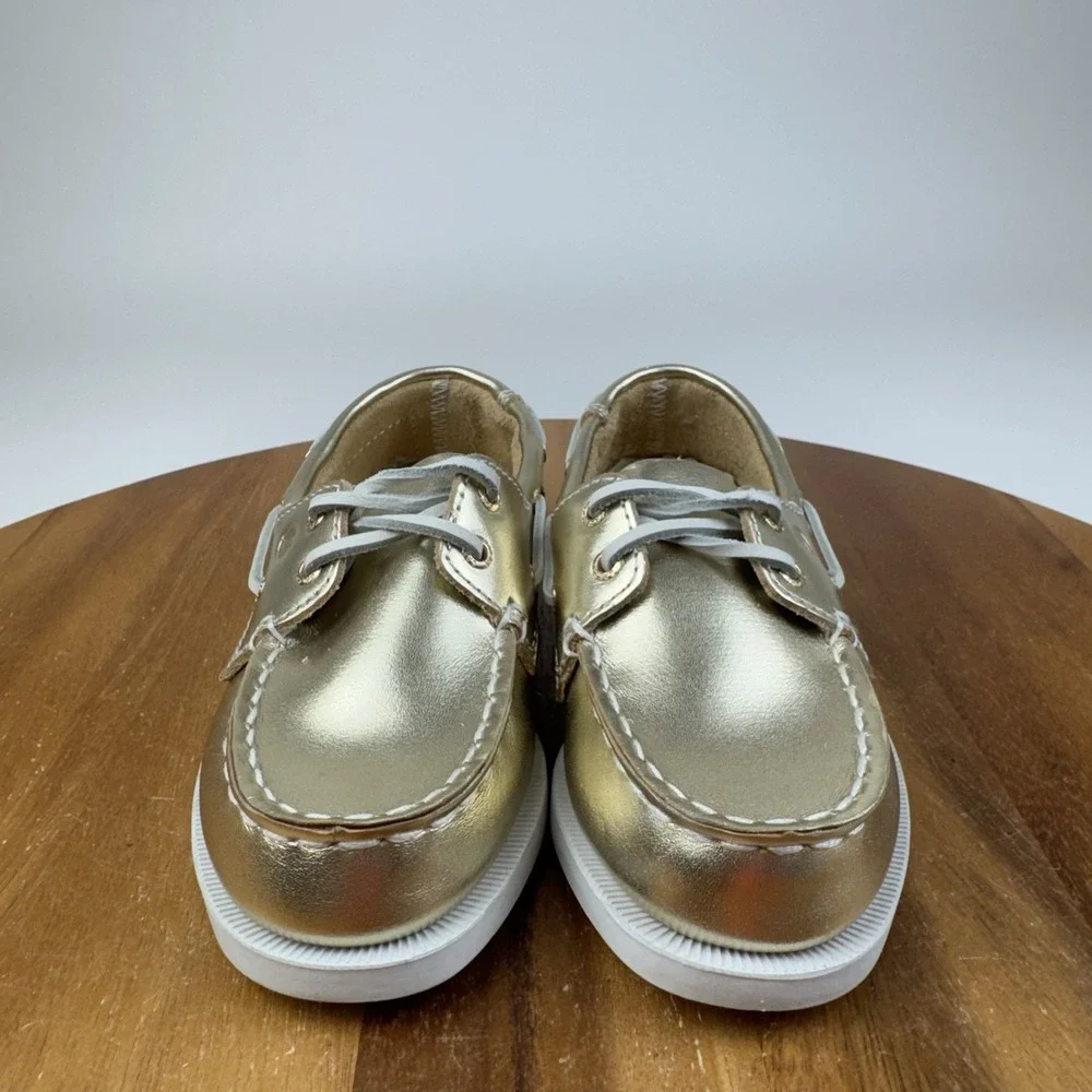 Little Kids Sperry Top-Sider Authentic Original Gold Metallic Boat Shoes SZ 11 C